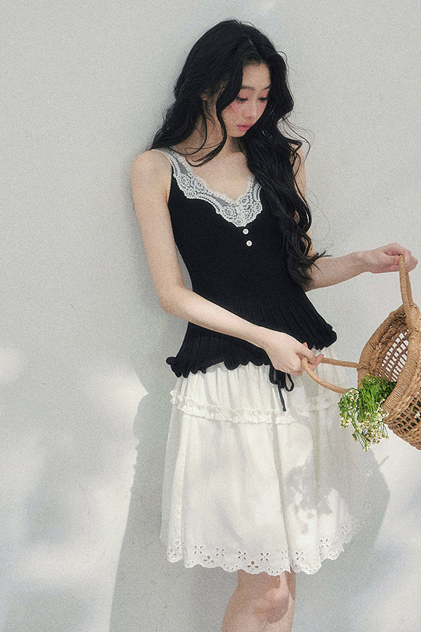 Lace Sweet Tiered Puffy Skirt