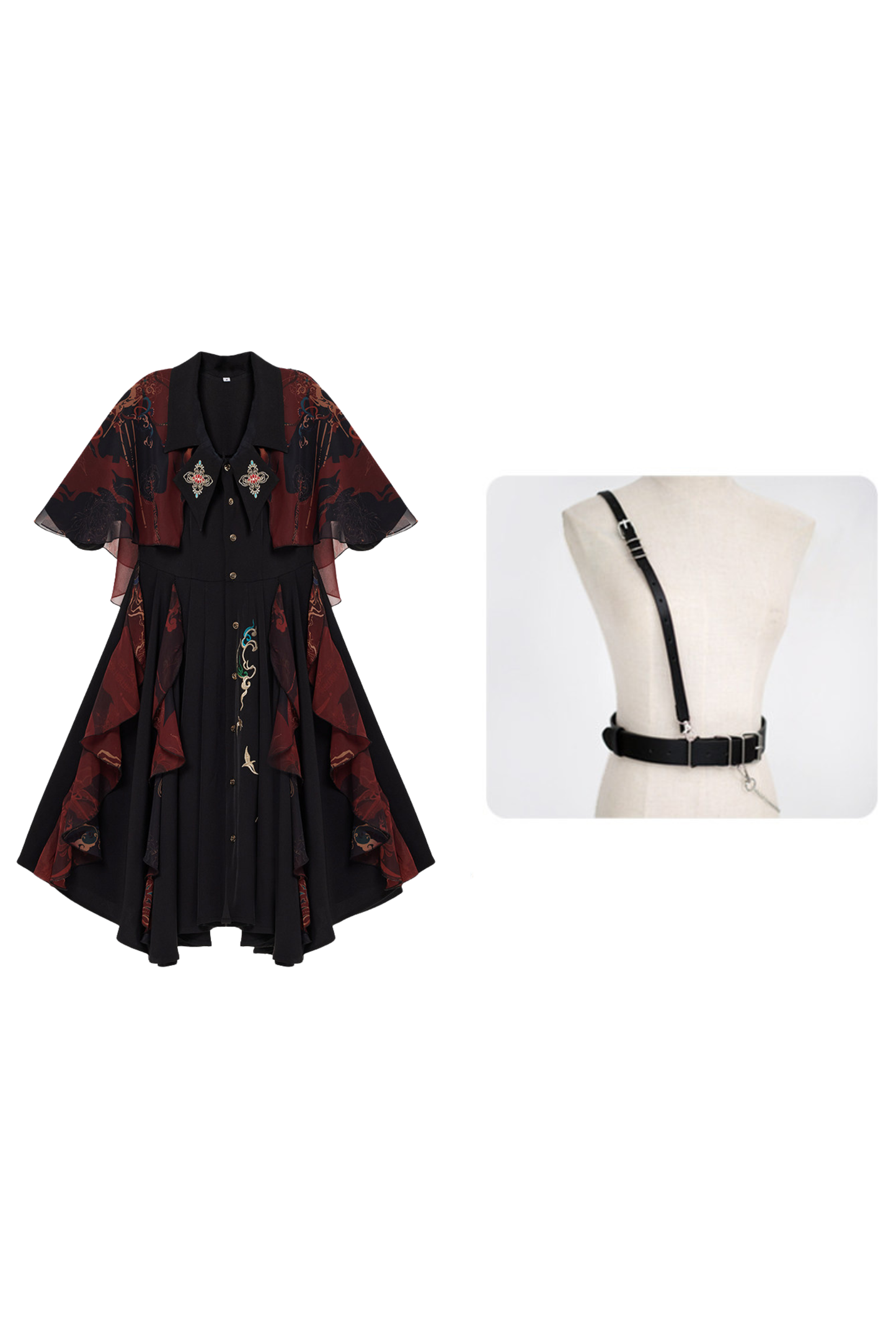 Chinese Embroidery Dress + Belt + Girdle