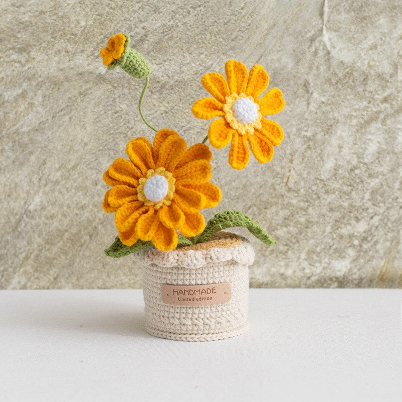 handmade wool crocheted simulated flowers