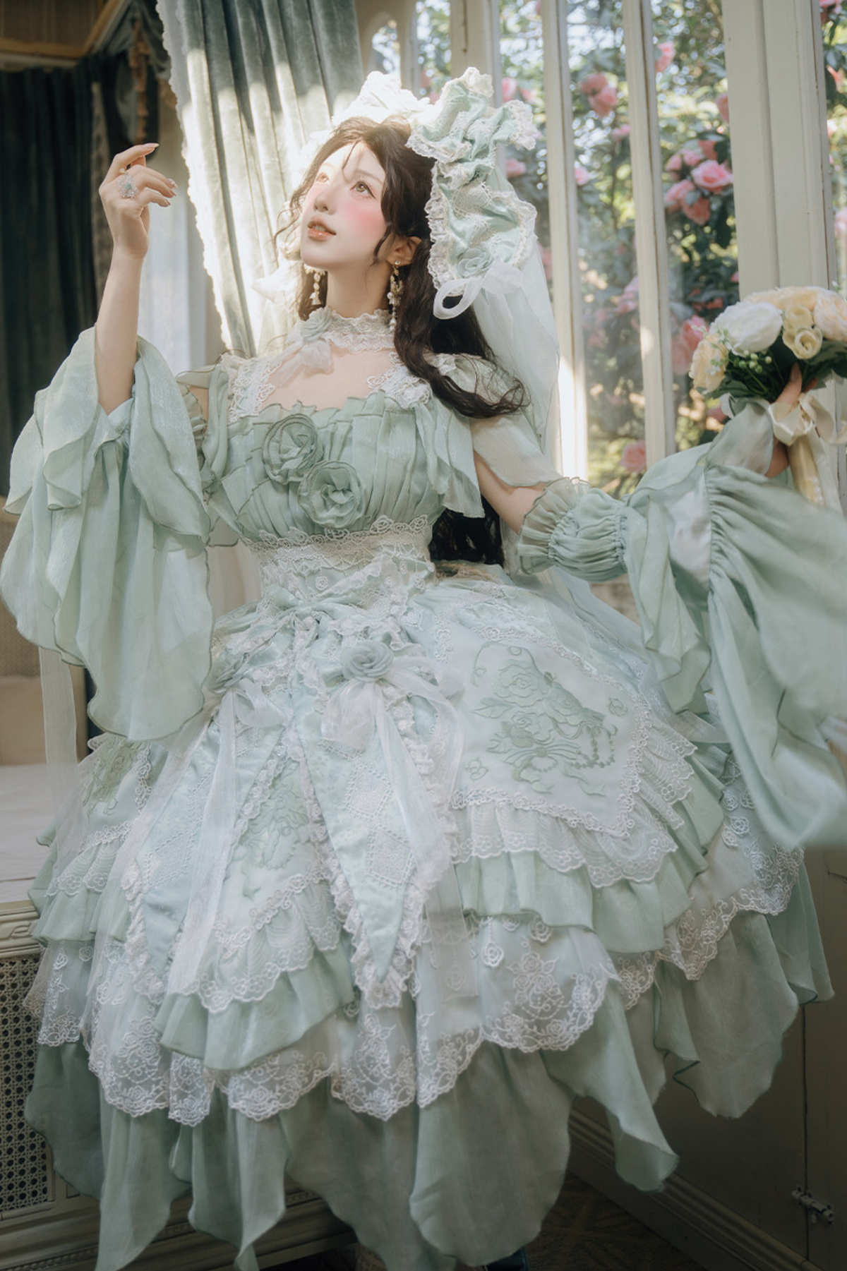 Fairy Princess Lolita Jumper Skirt + Hair Accessories + Sleeves