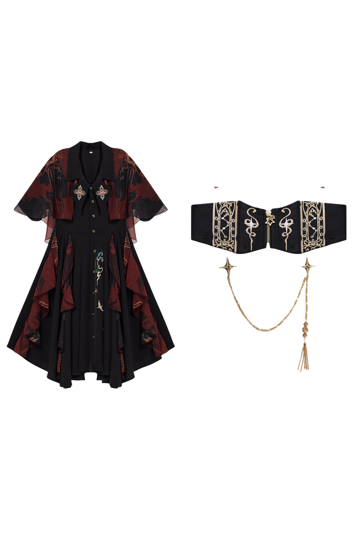 Chinese Embroidery Dress + Belt + Girdle