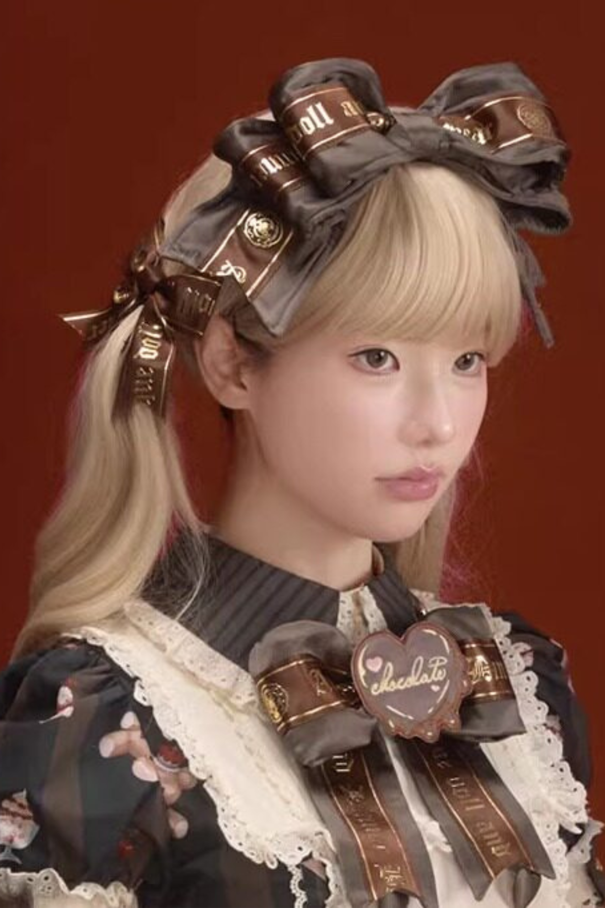 Antique Bear Chef Lolita Dress + Apron + Sleeves + Headband + Brooch + Hair Clip + Hat Brown ［Kc］ S