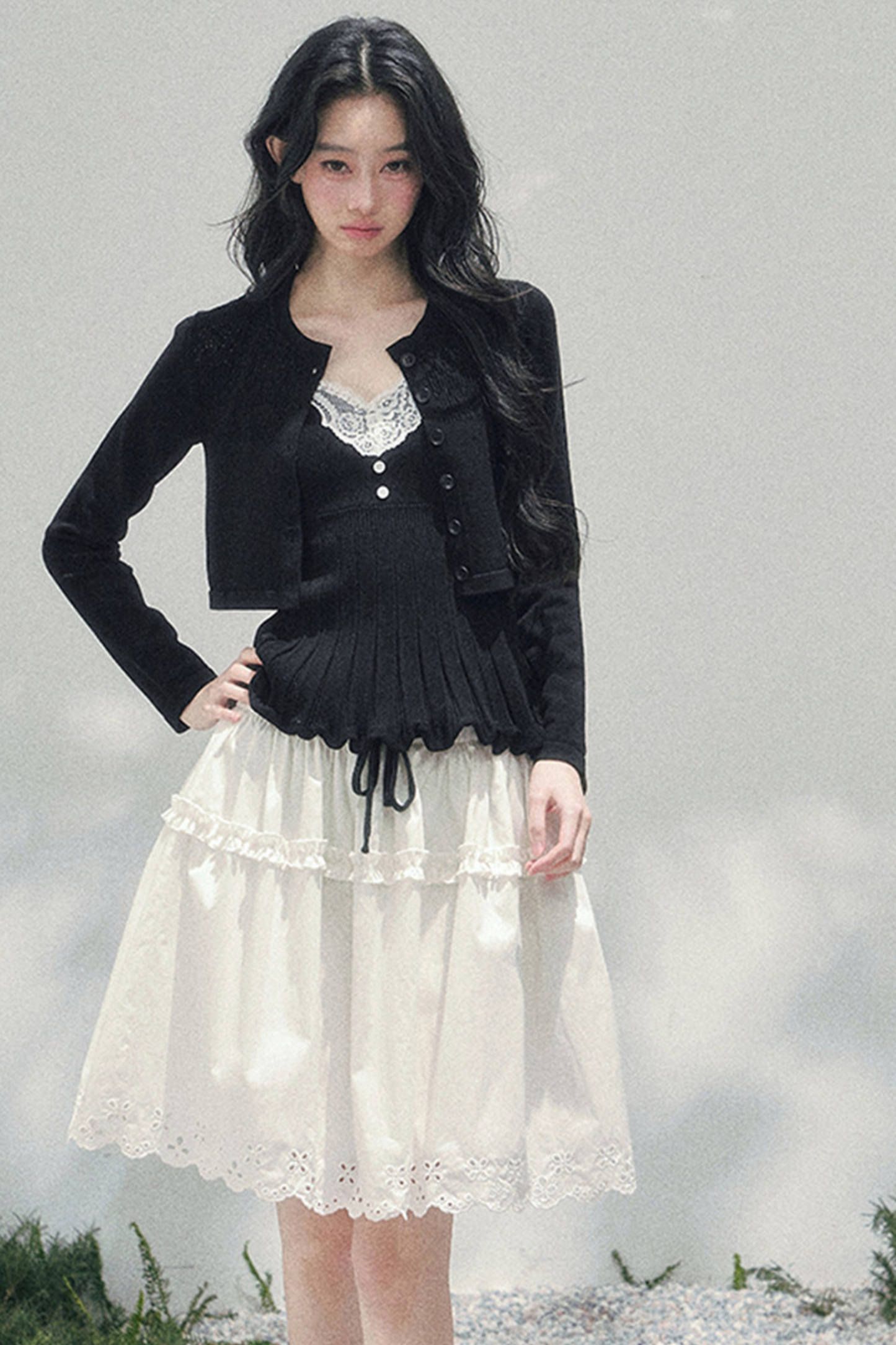 Lace Sweet Tiered Puffy Skirt