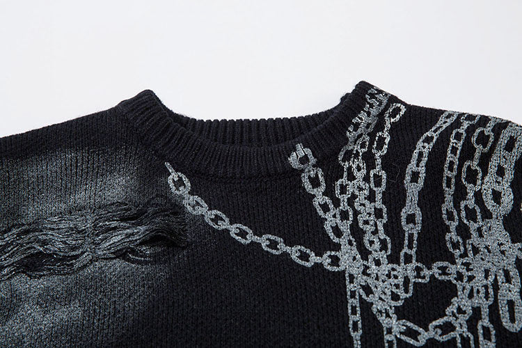 Grunge Gradient Chain Sweater