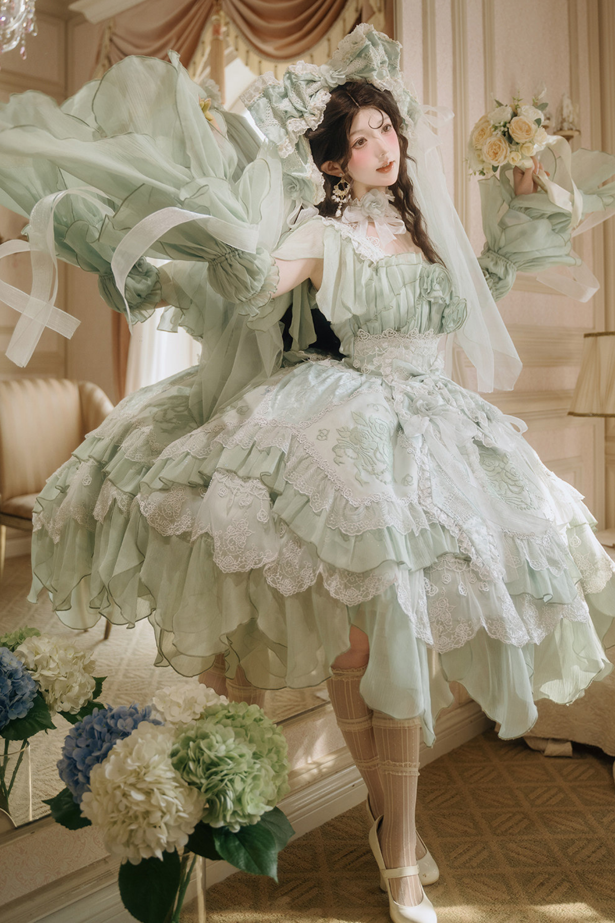 Fairy Princess Lolita Jumper Skirt + Hair Accessories + Sleeves