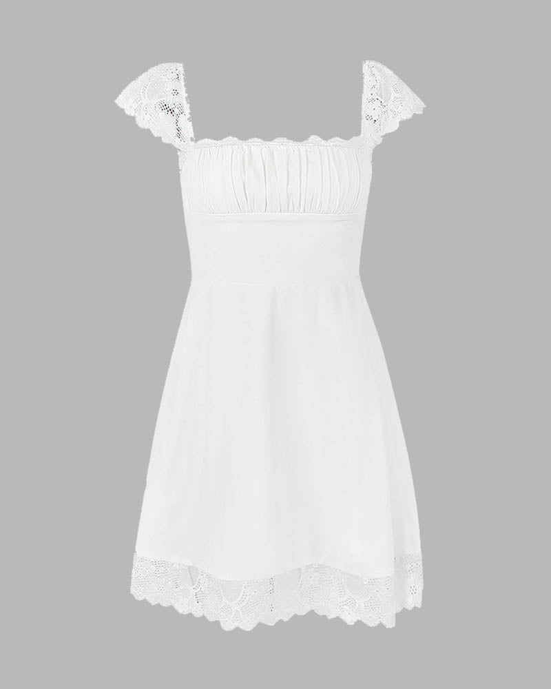 Euboea Sweetheart Mini Coquette Dress White