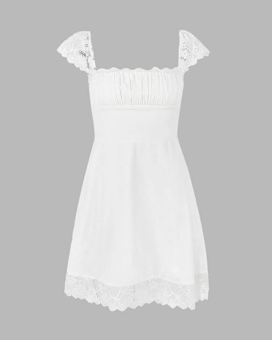 Euboea Sweetheart Mini Coquette Dress White