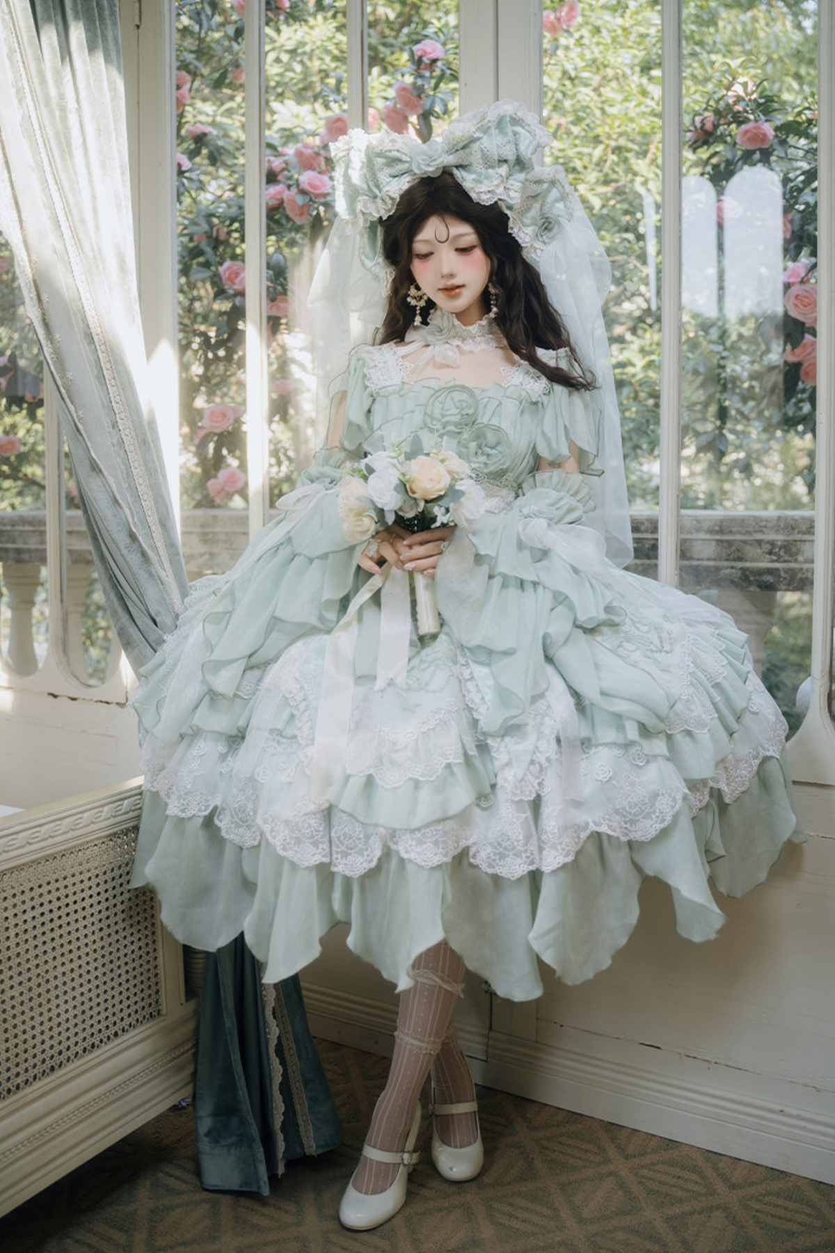 Fairy Princess Lolita Jumper Skirt + Hair Accessories + Sleeves