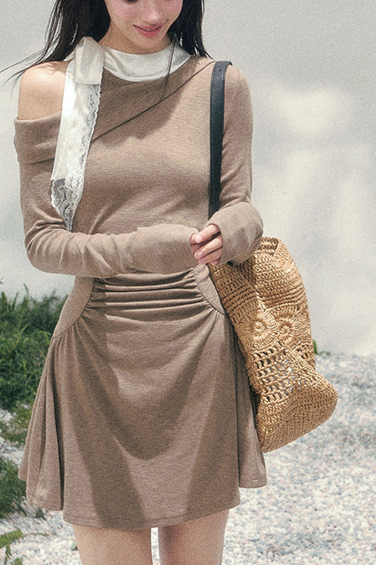 French Lace Off-Shoulder Dress