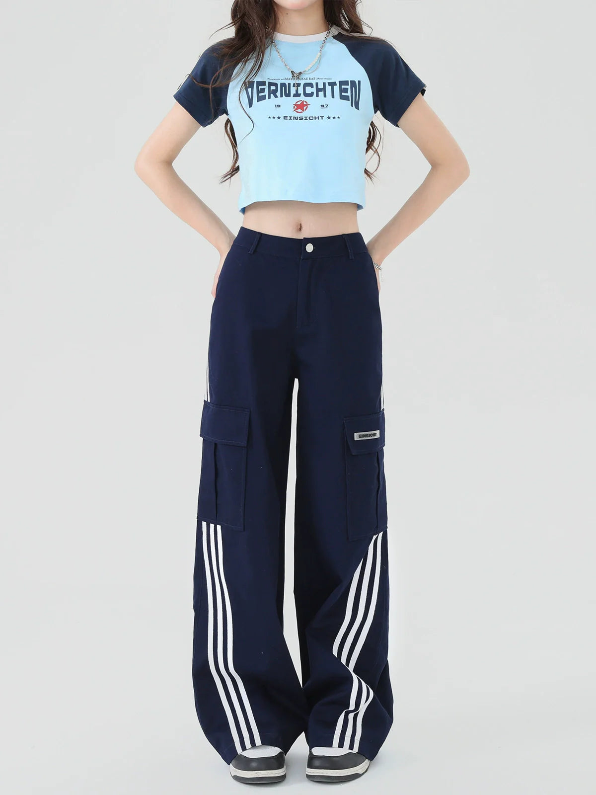 Border Style Straight Casual Pants