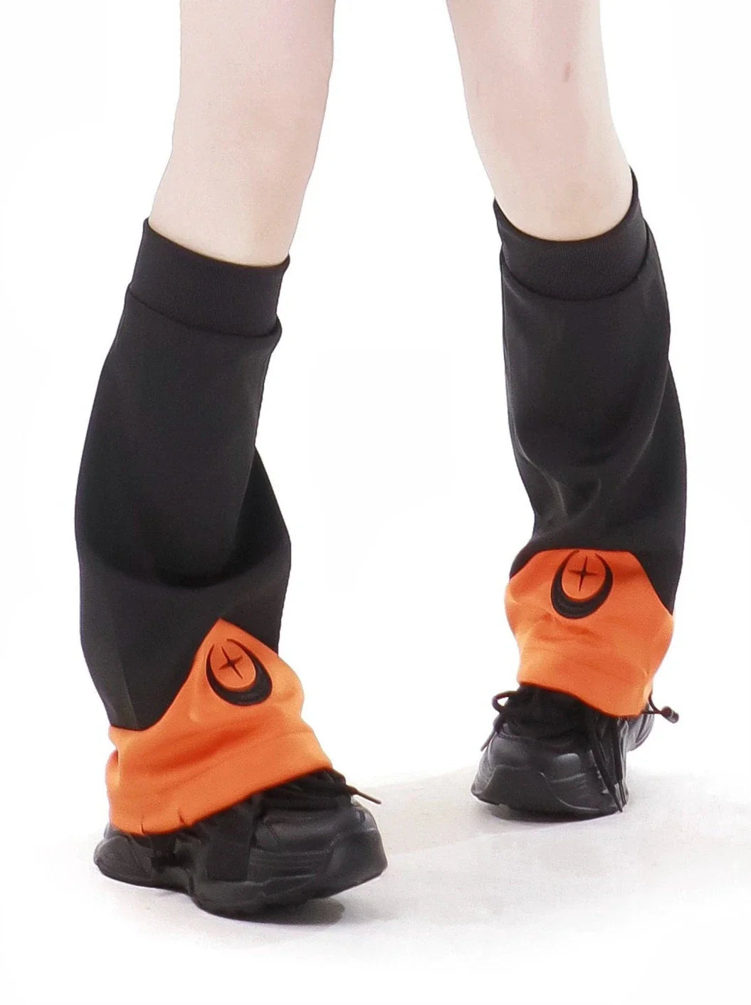 Sporty Cyber Subculture Complete Set Orange & Black Leg Cover (One Size)