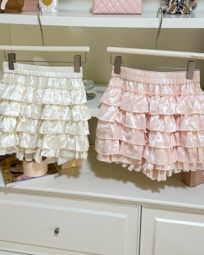 Cream Retro Cake Skirt