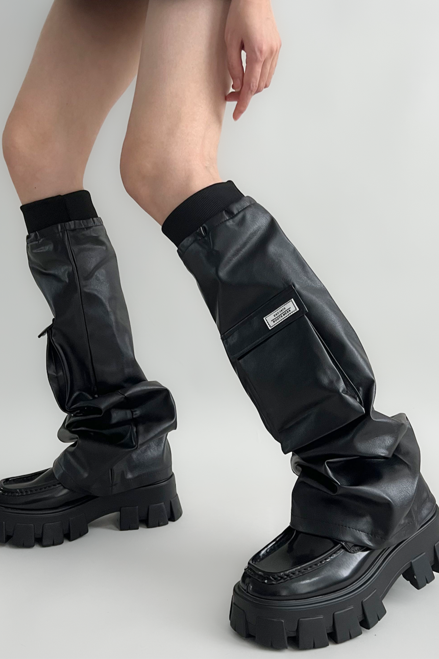 Dark Leather Leg Warmers