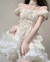 Load image into Gallery viewer, Princess Puff Sleeves Tutu Floral Mini Coquette Dress
