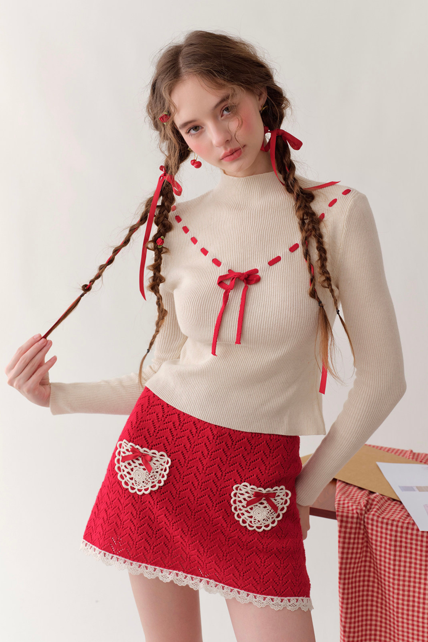 Lace Maid Belly Knit + Short Skirt + Long Skirt