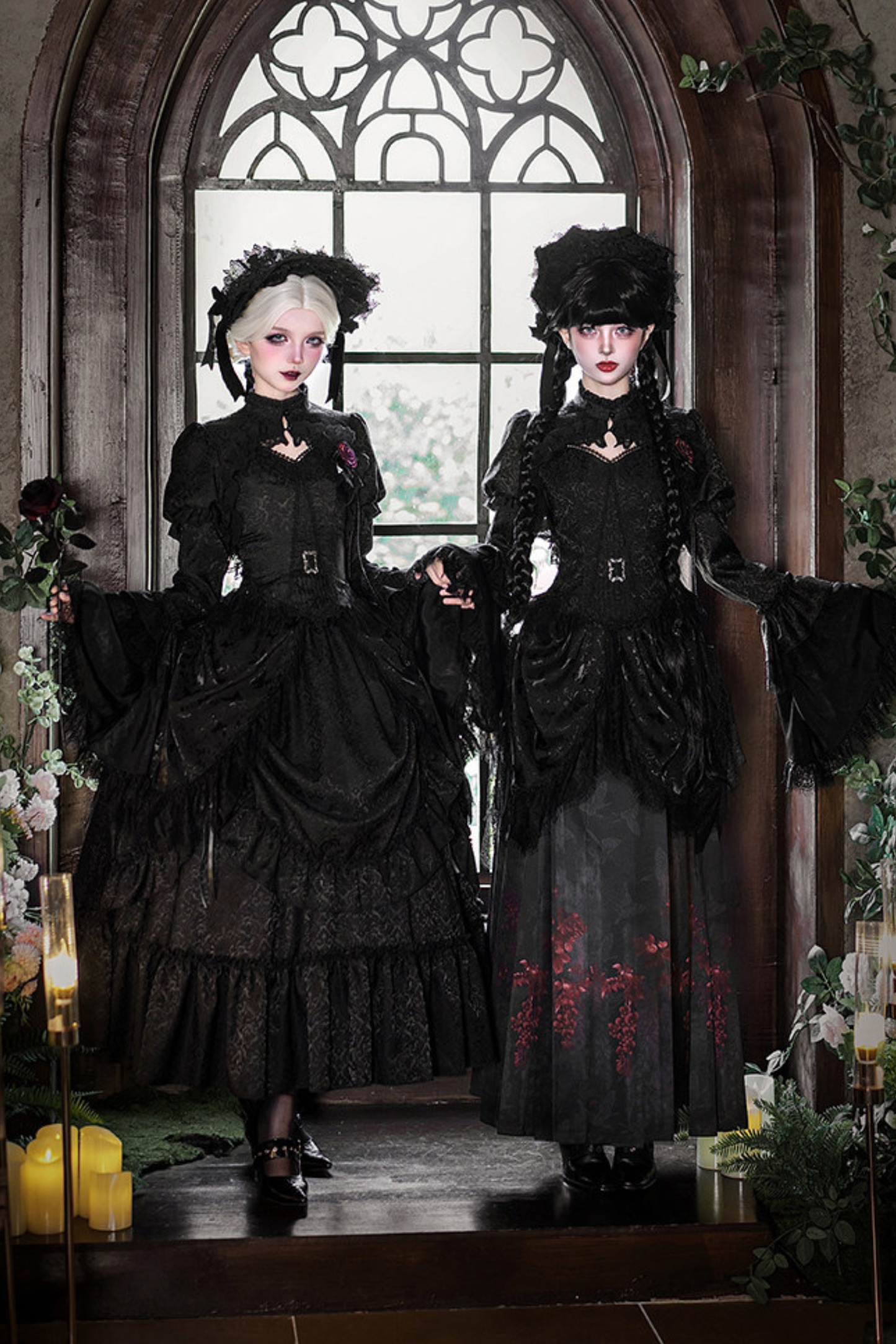 Gothic Corset Tops + Short Coat + Horse + Curtain + Skirt + Flower + Bonnet