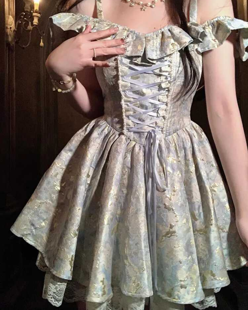 Vintage Jacquard Princess Coquette Dress