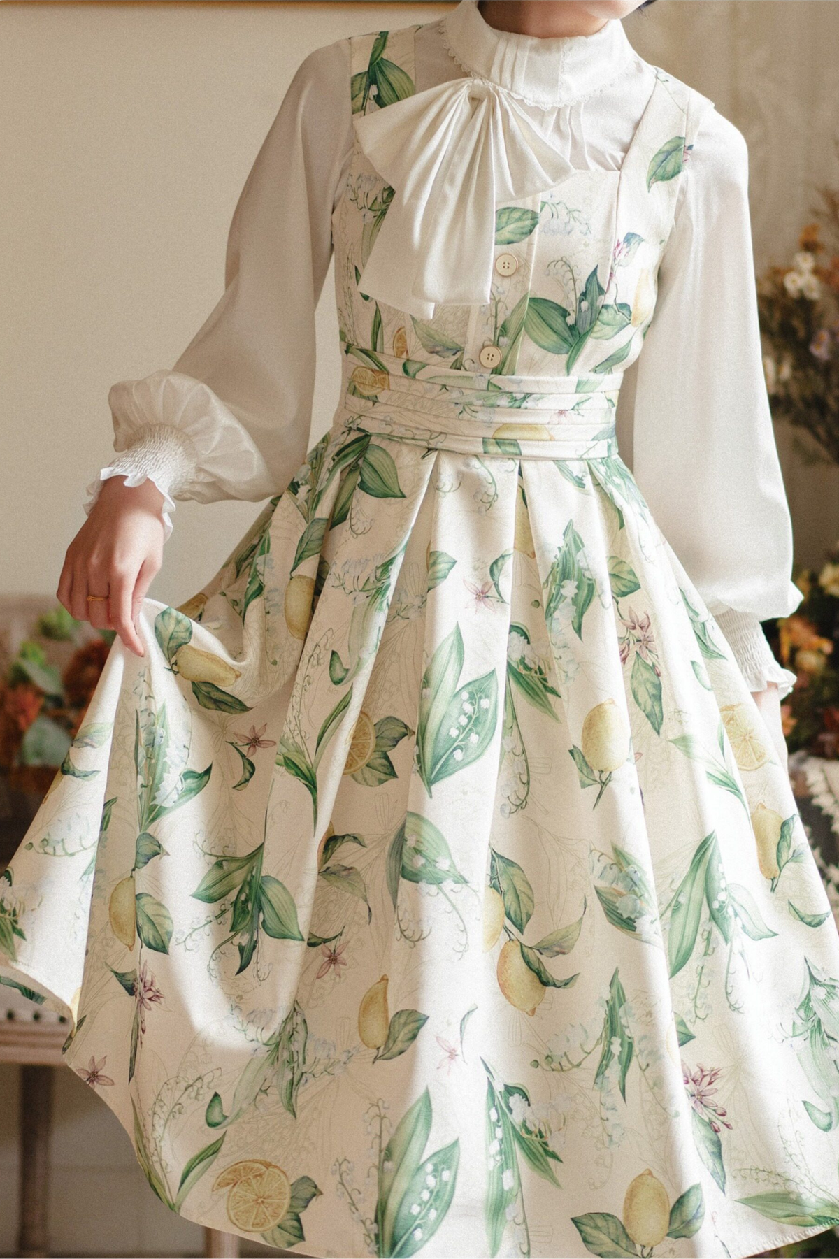 Floral Retro Sleeveless Dress + Shirt