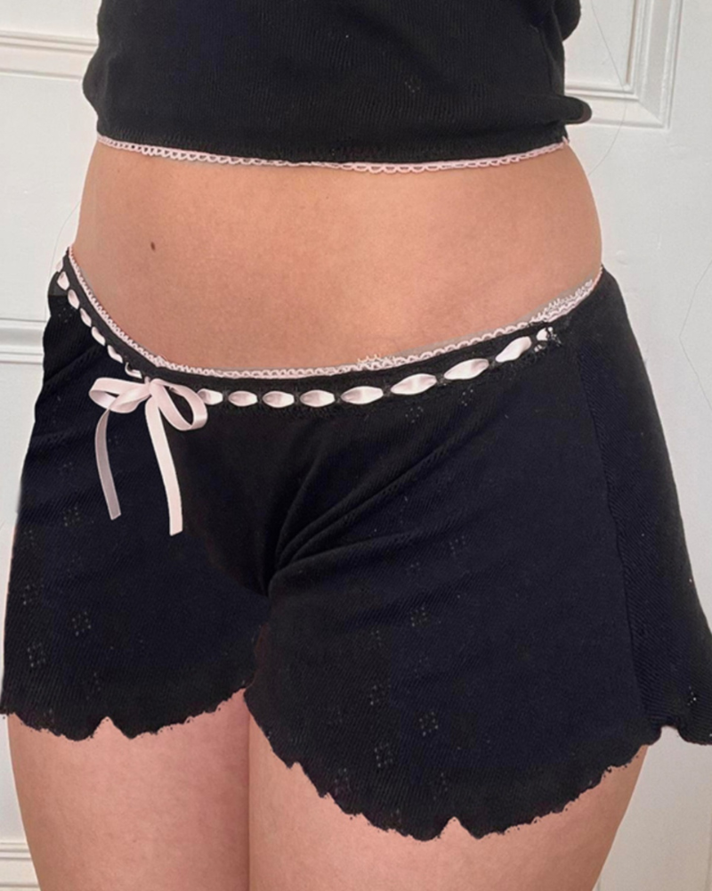 Black Sweet Bows Ties Shorts