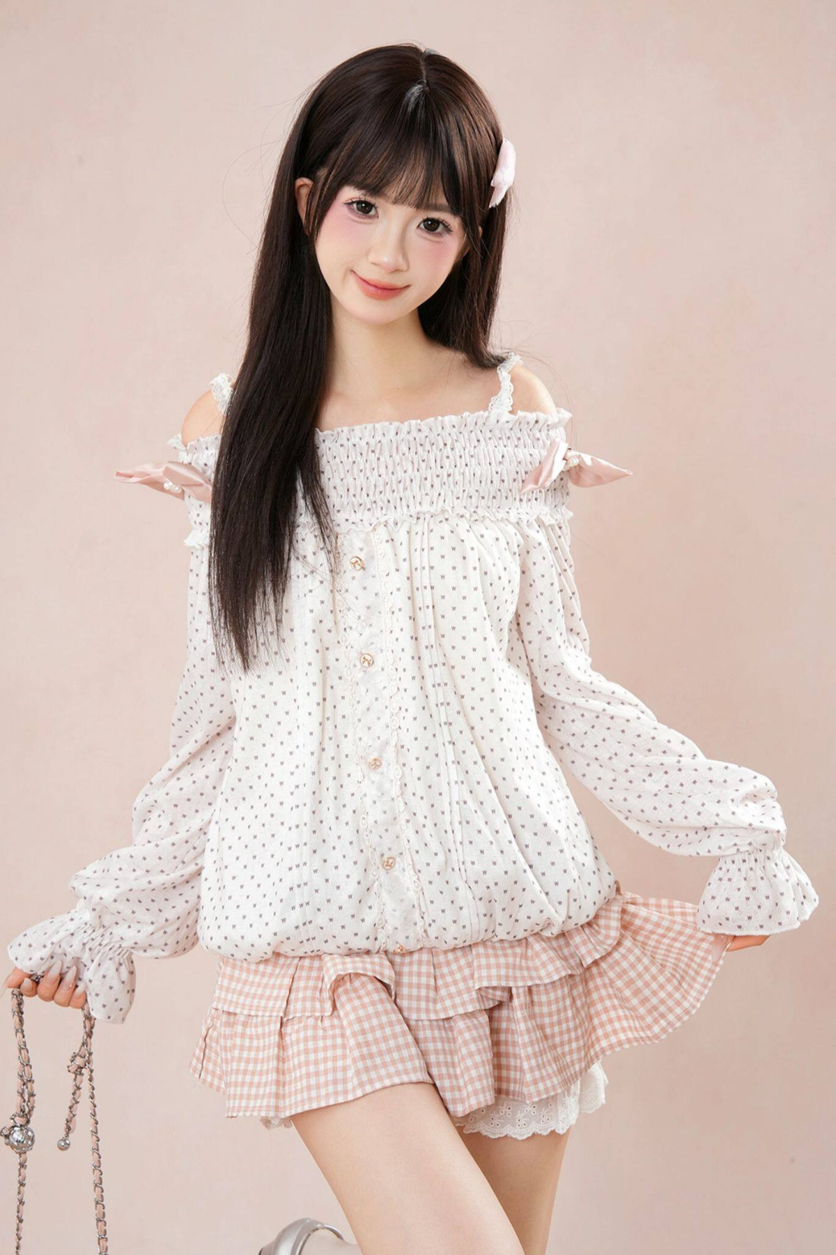 Polka Dot Balloon Sleeve Top + Cake Skirt Tops + Skirt