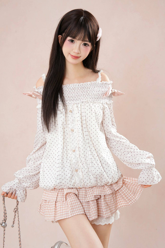 Polka Dot Balloon Sleeve Top + Cake Skirt Tops + Skirt