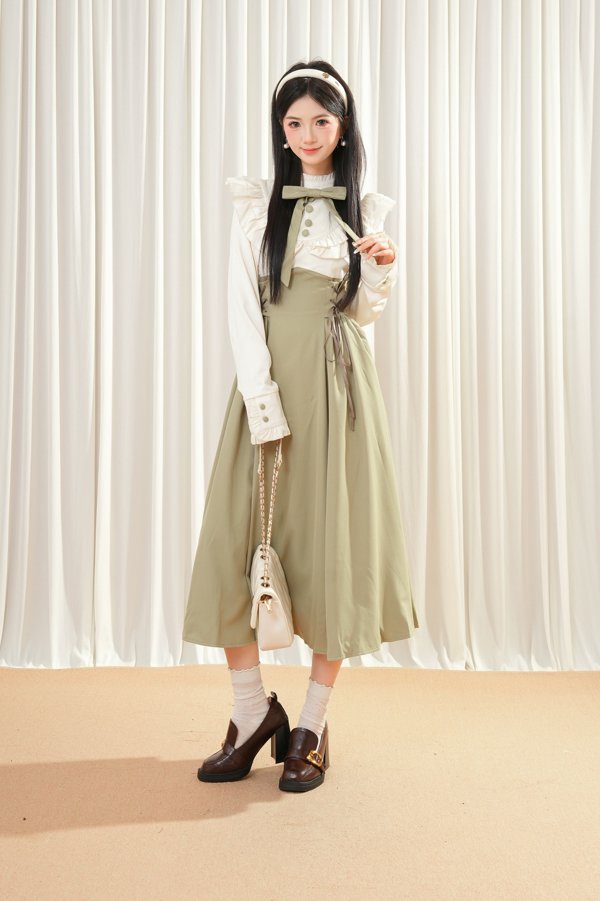 Elegant Contrast French Retro Dress