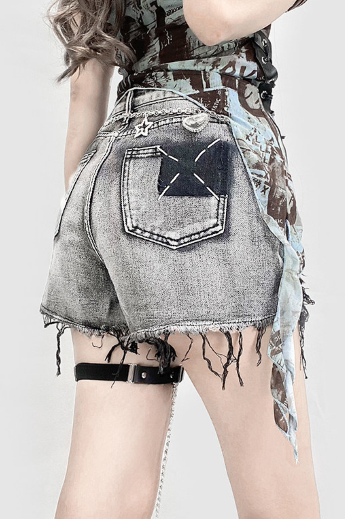 Mode Damaged Ripped Denim Pants