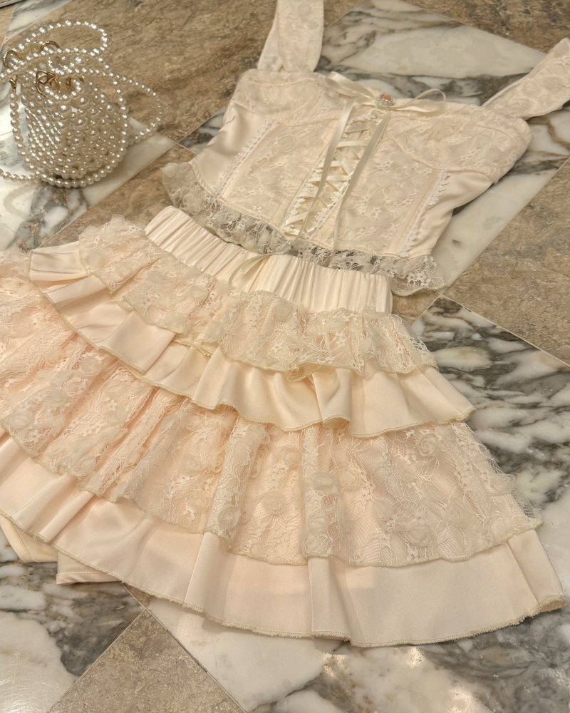 Rose Multi-Layer Cake Lace Coord