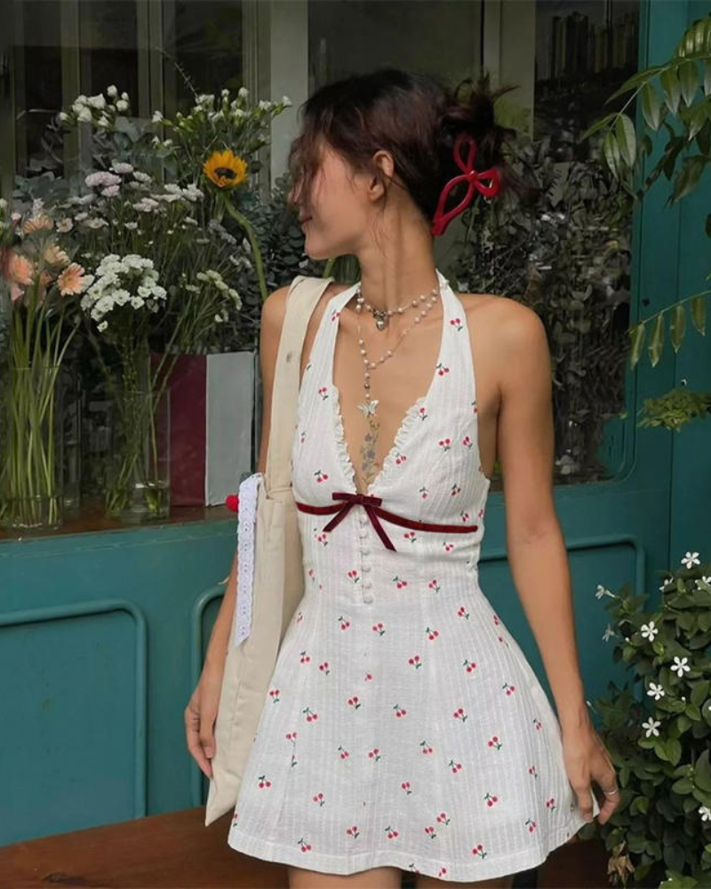 Sweet Cherry Summer Mini Coquette Dress