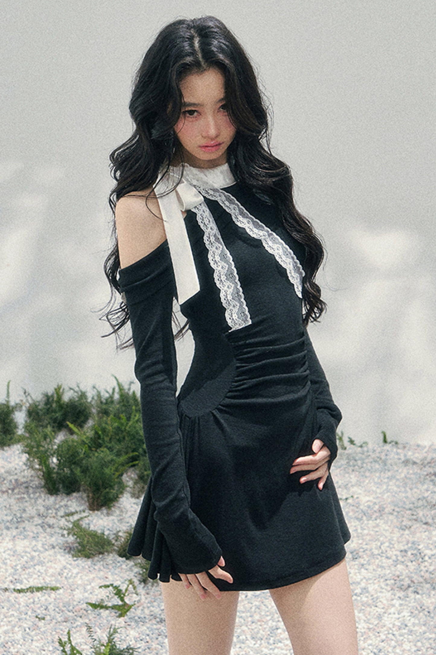 French Lace Off-Shoulder Dress