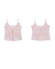 Load image into Gallery viewer, Pink Layered Lace Translucent Sweet Coquette Top
