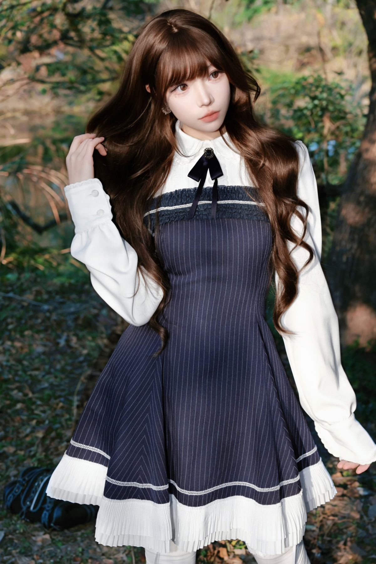 Retro Girly Striped A-Line Dress