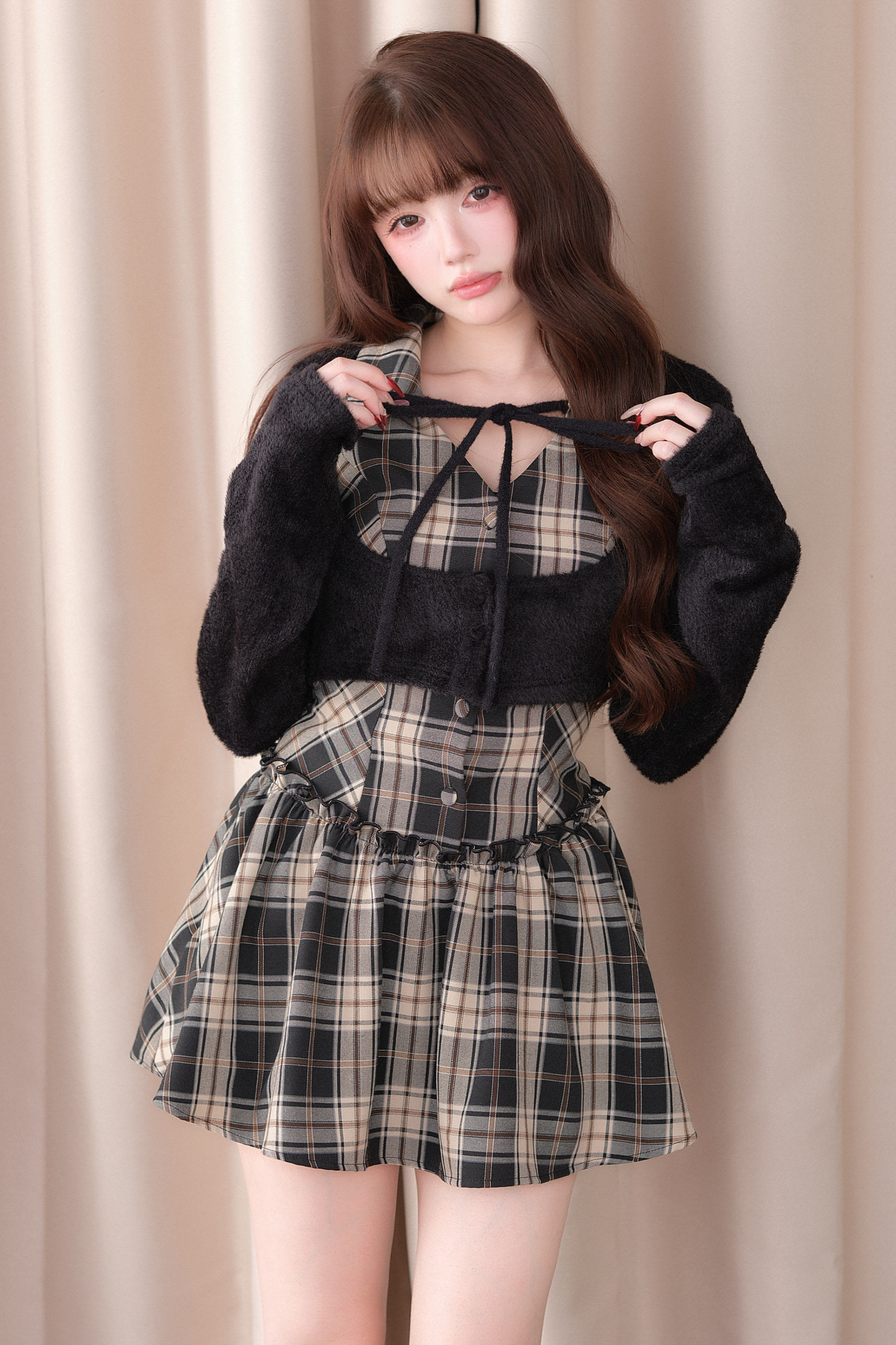 Sweet Off-Shoulder Faux Two-Piece Dress