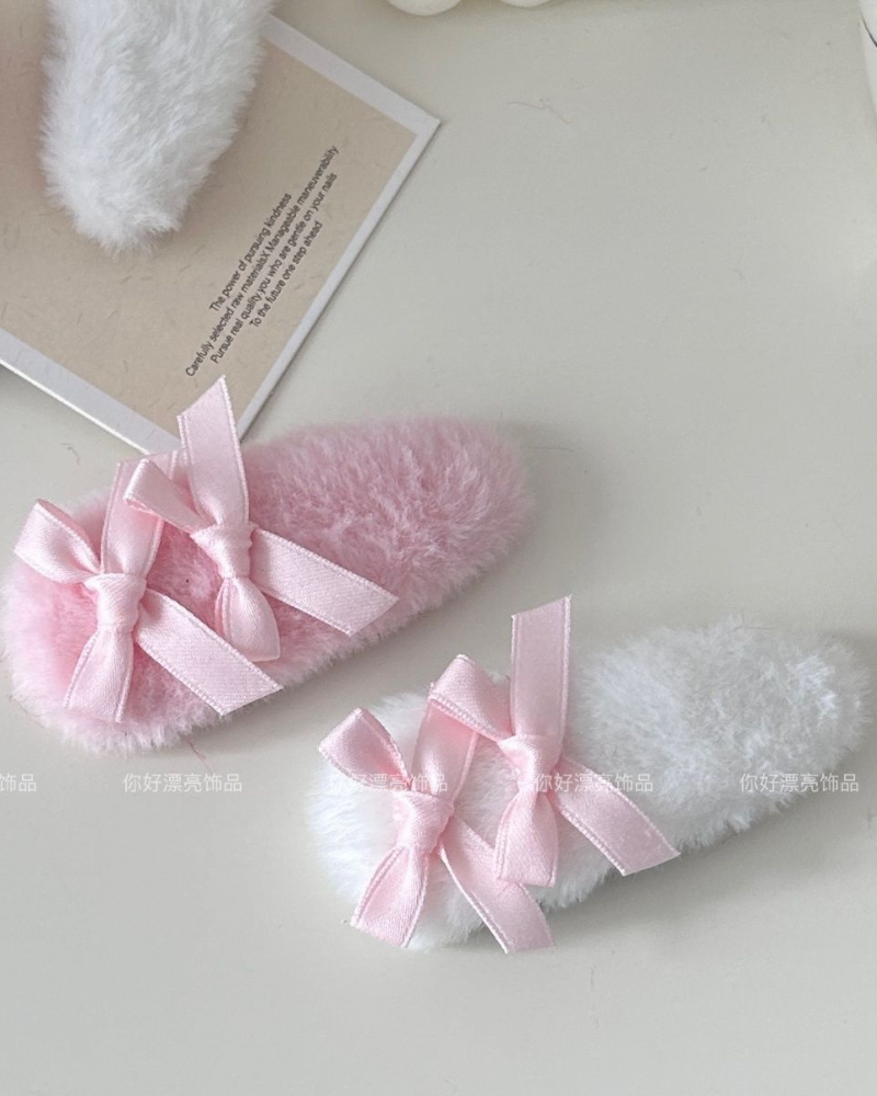 Ballet Bow Furry Hair Clip