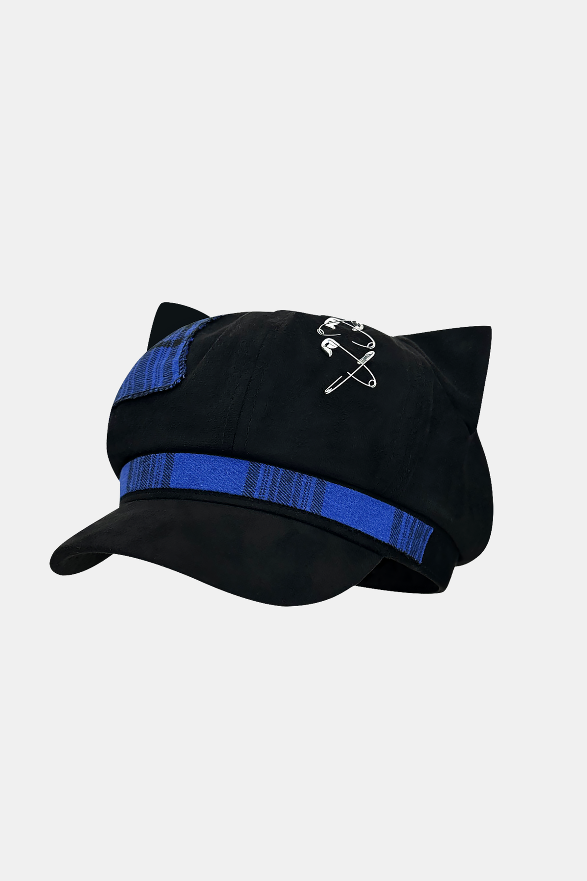 Cat Ear Subculture Check Hat Blue