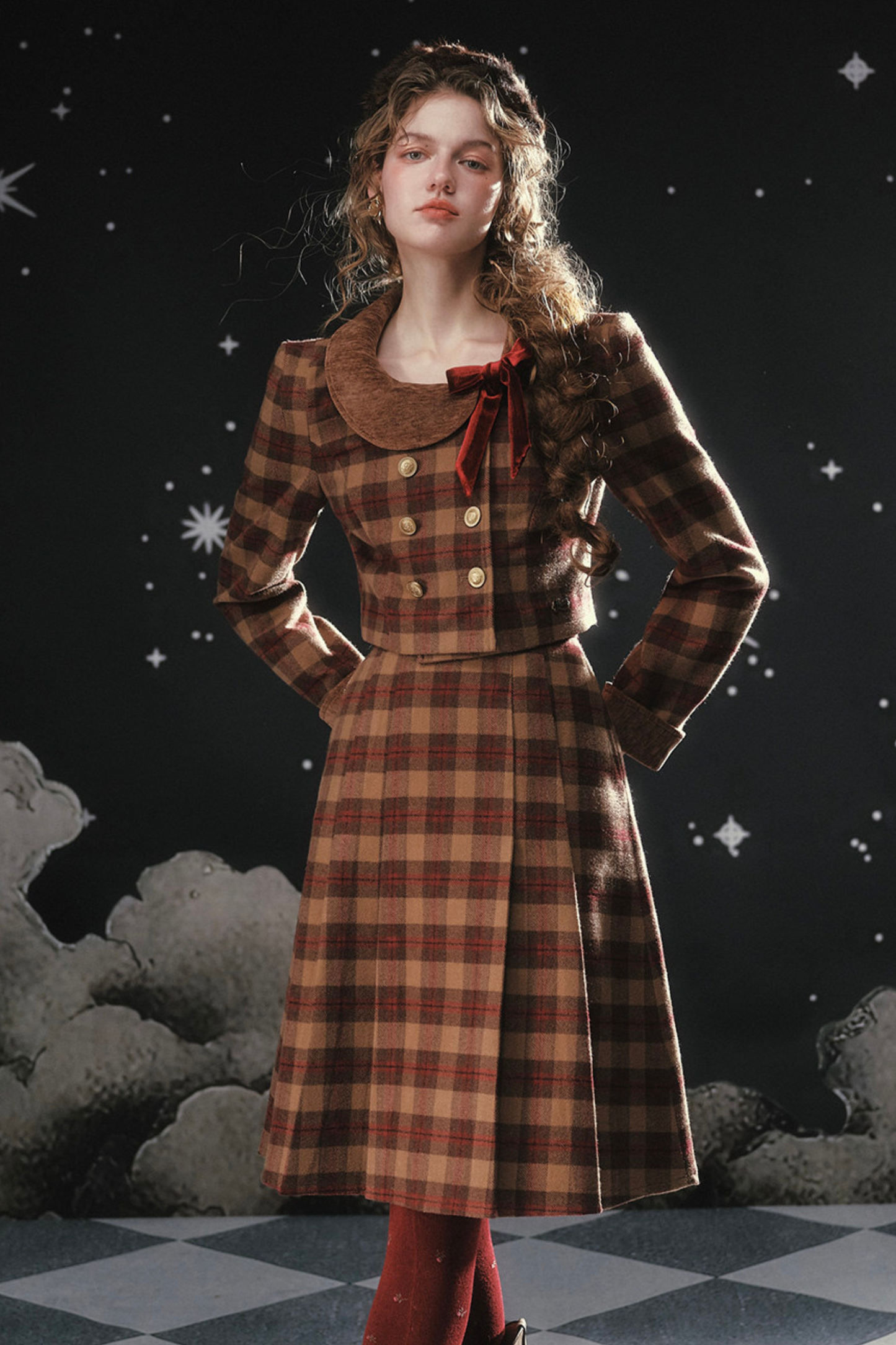 French British College Maillard Check Jacket + Skirt