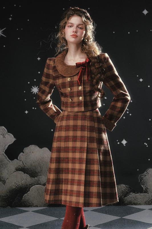 French British College Maillard Check Jacket + Skirt