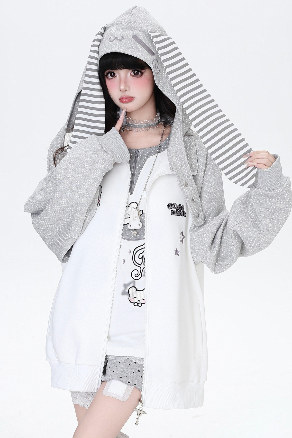 Dark Rabbit Ear Hooded Jacket