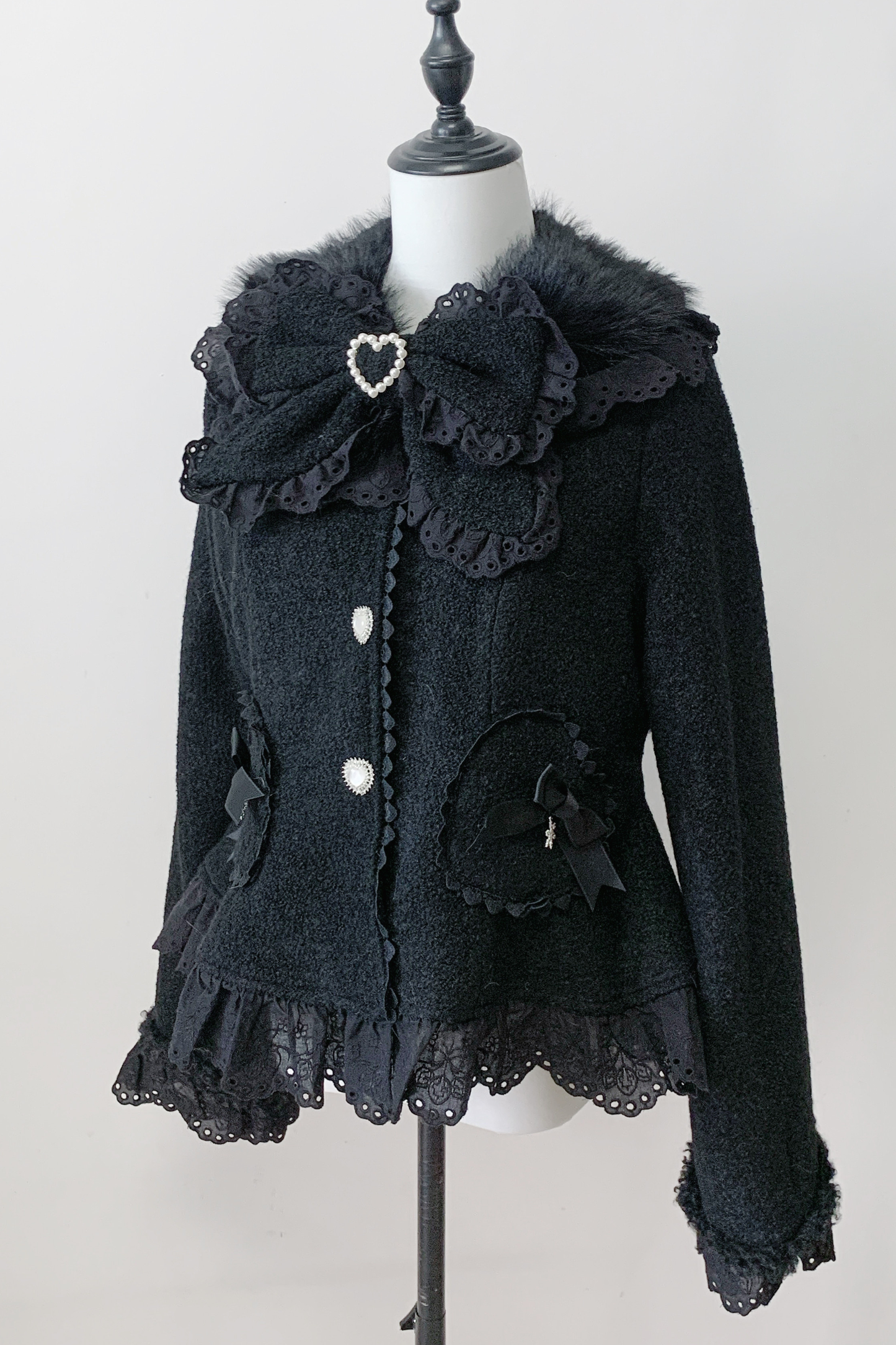 Lace Ribbon Slim Sweet Coat