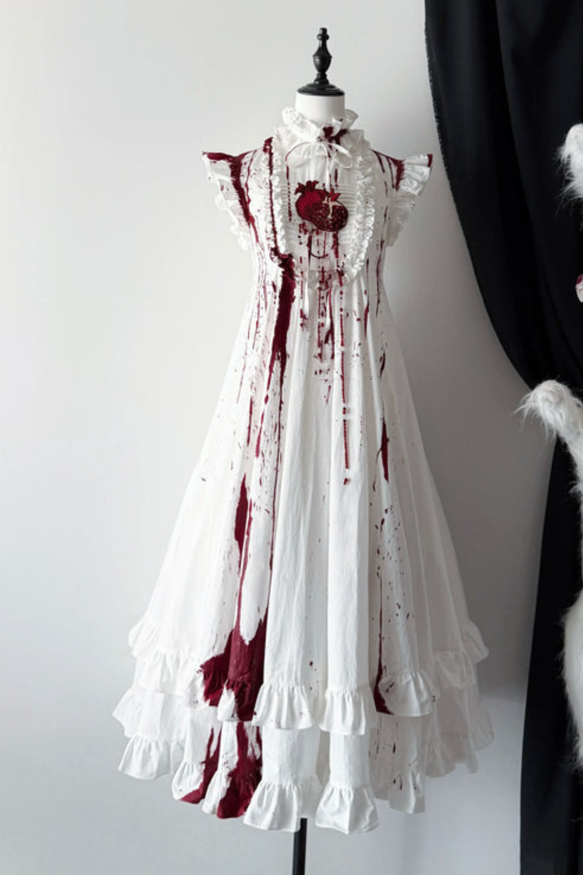 Pure Blood Lolita Dress + Headband + Brooch + Hat Red ［Dress］