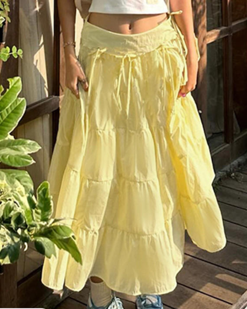 Lemonade Lace-up Dopamine Slimming Maxi Skirt