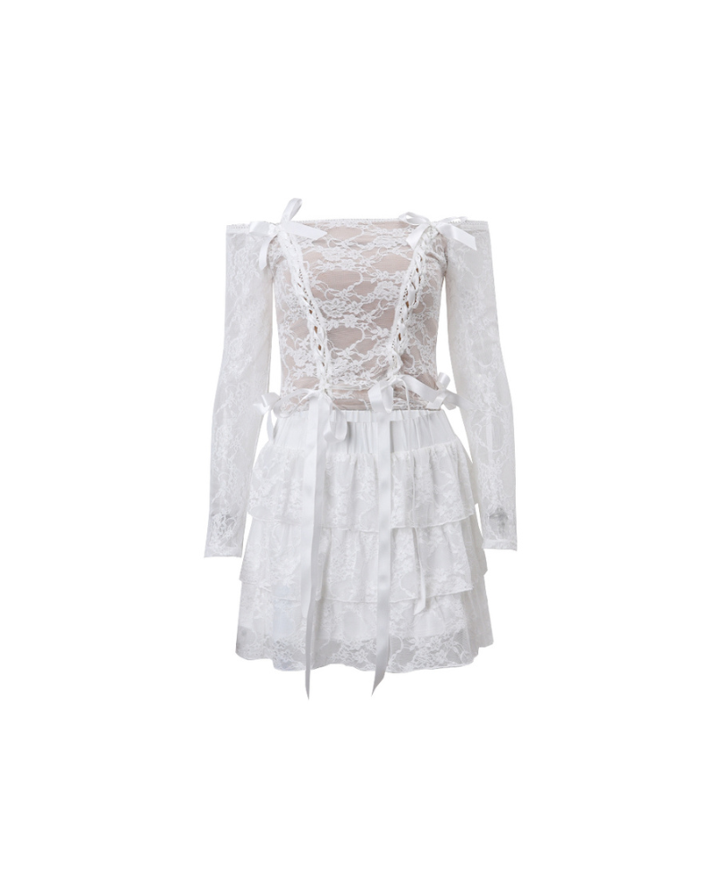 Pure Lace Fluffy Ballet Skirt Coord Set