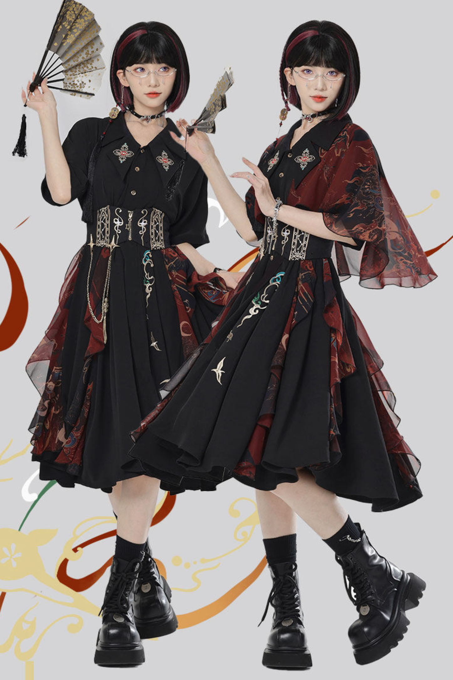 Chinese Embroidery Dress + Belt + Girdle