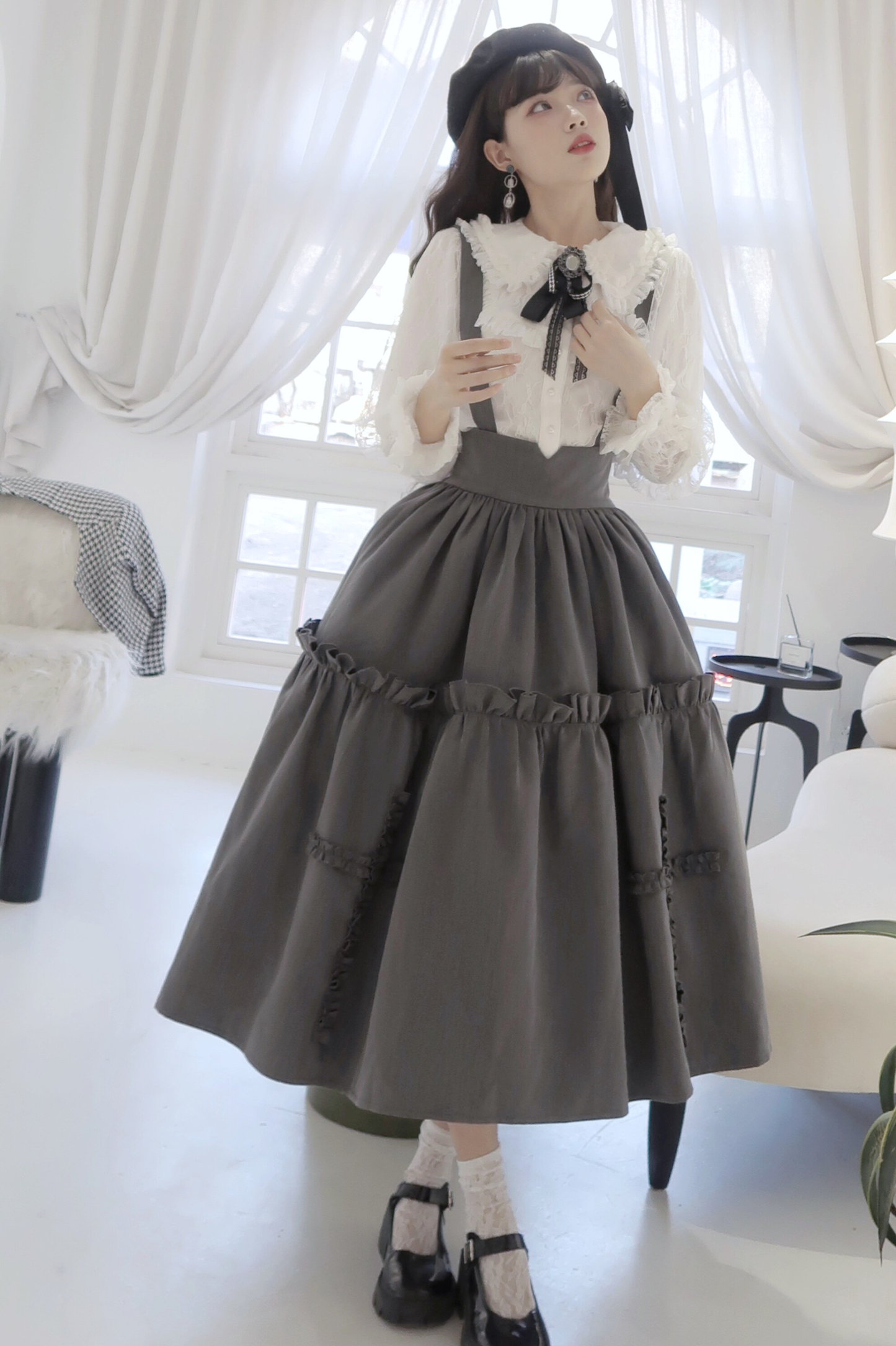 Retro Style Lolita Suspender Skirt