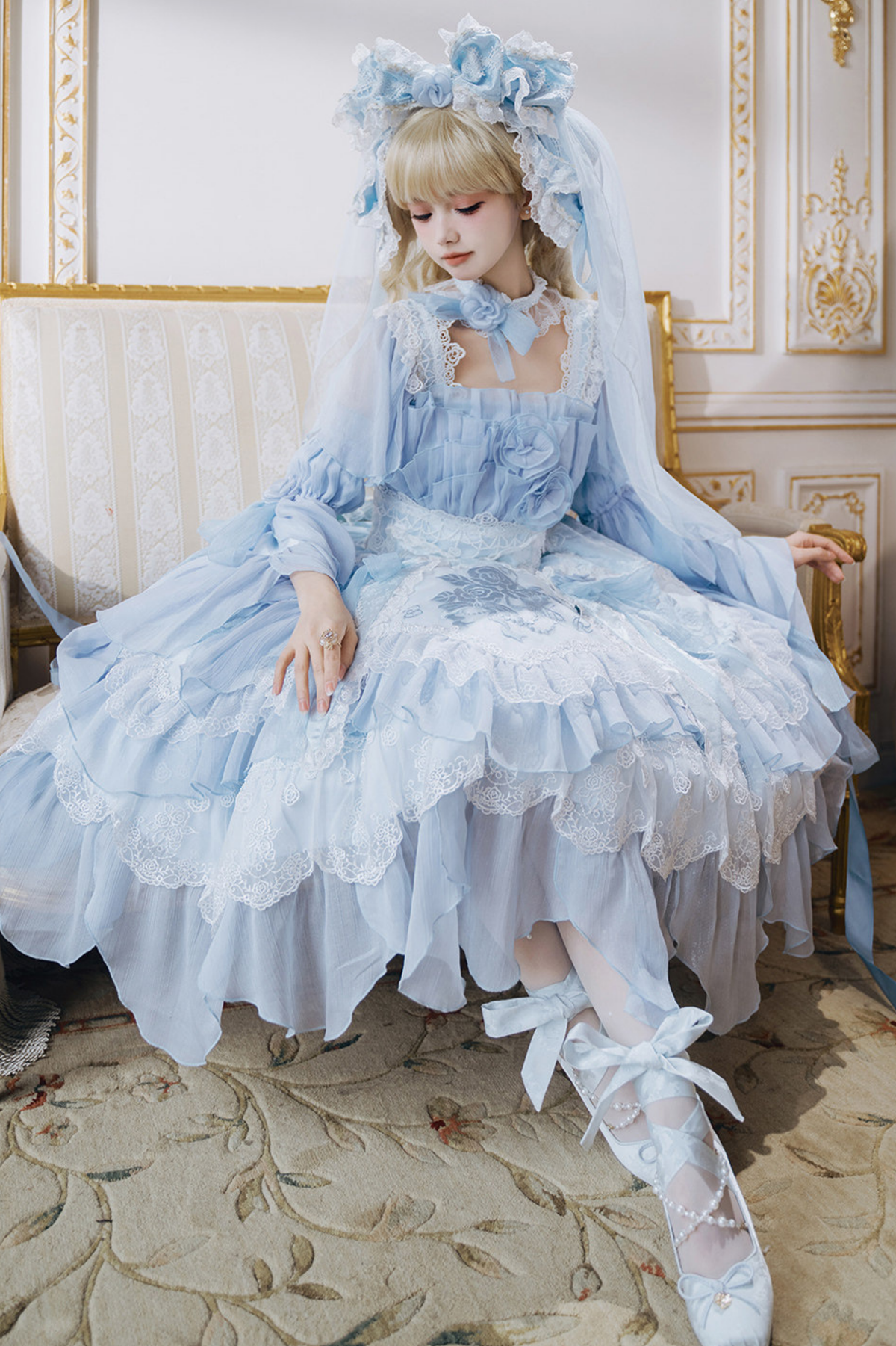 Fairy Princess Lolita Jumper Skirt + Hair Accessories + Sleeves