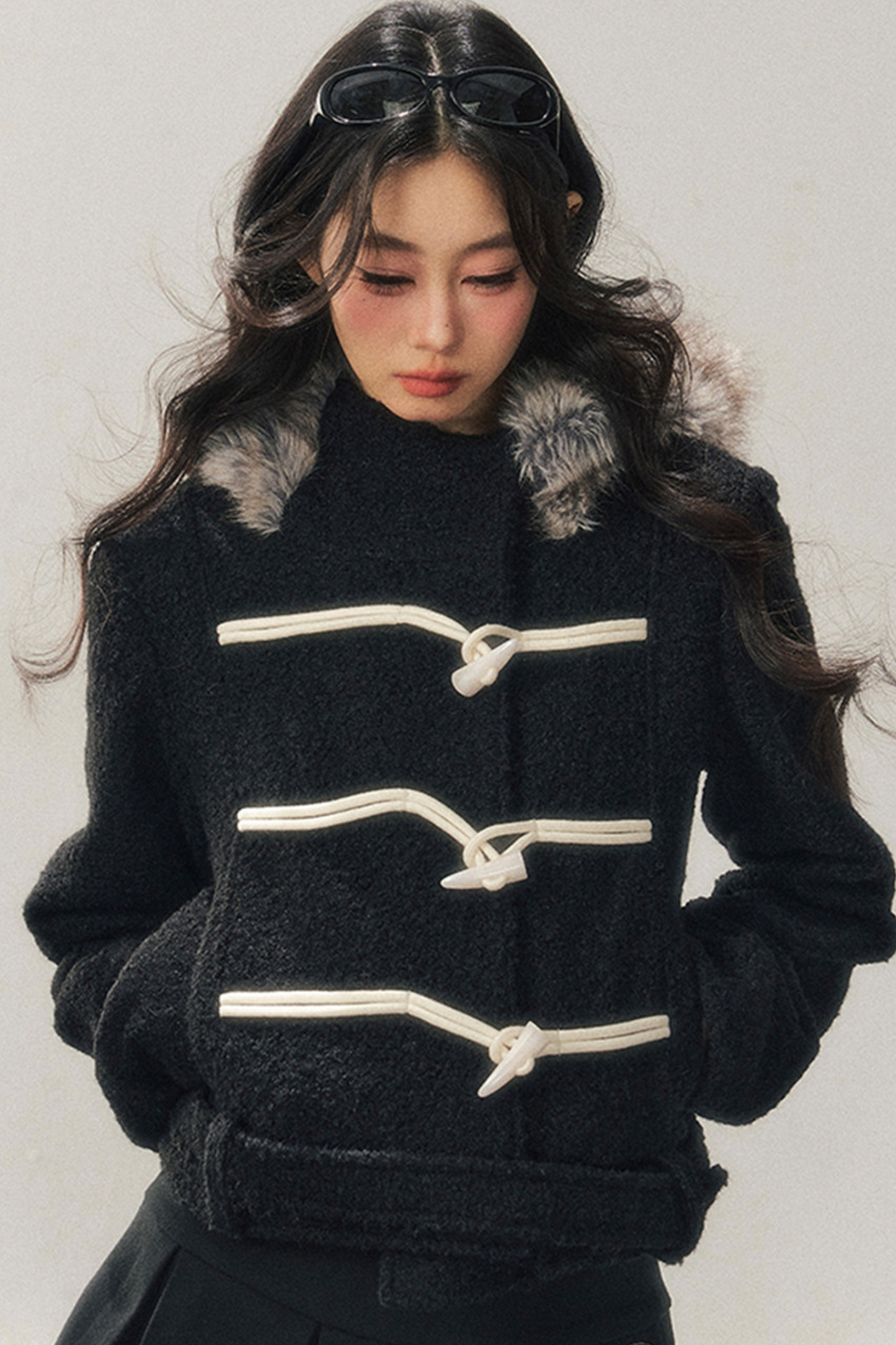 Horn Button Hooded Coat