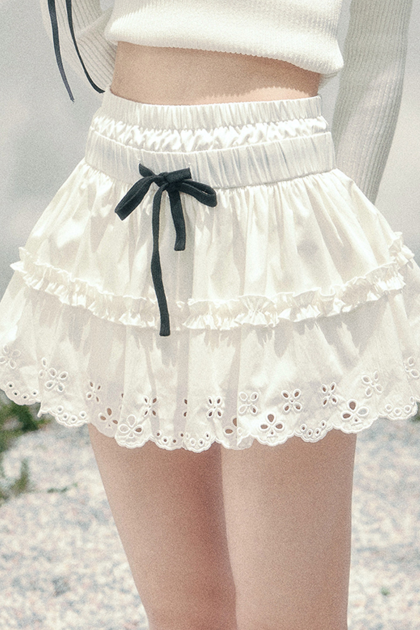 Lace Sweet Tiered Puffy Skirt