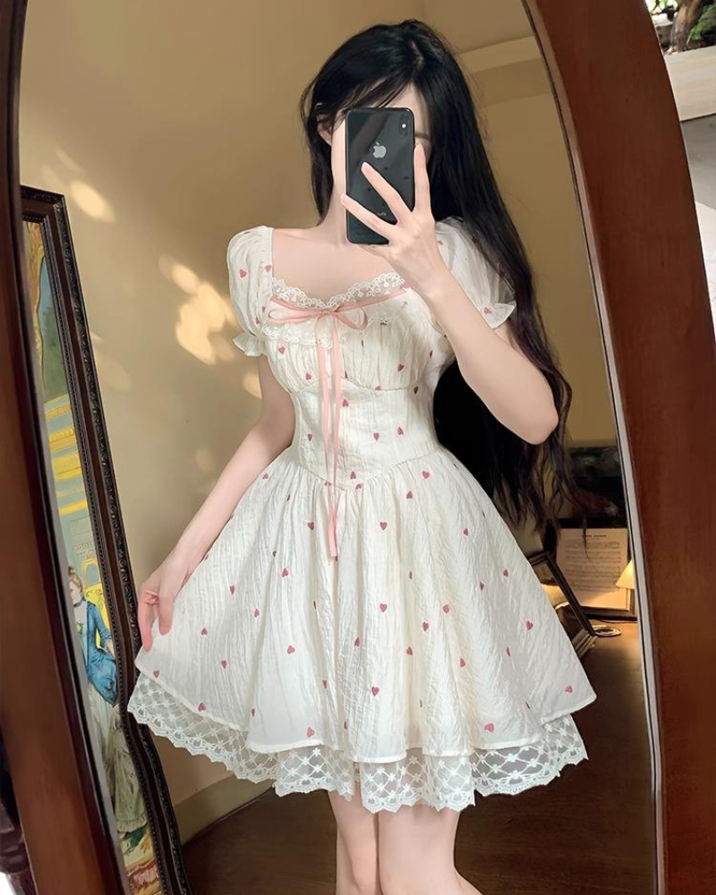 Embroidered Lace Puffy Coquette Floral Dress – By Coquette