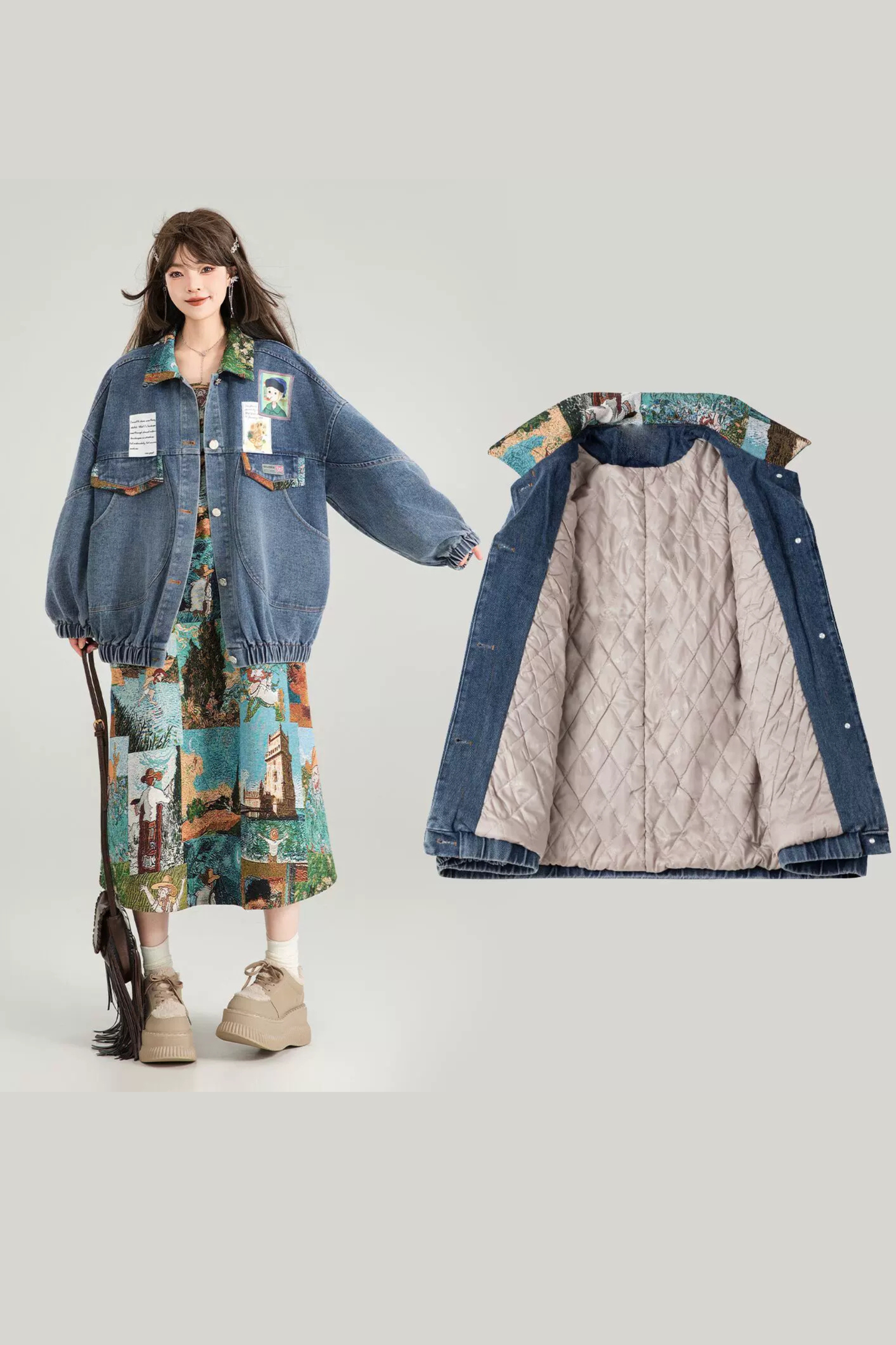 Back Ribbon Loose Denim Jacket