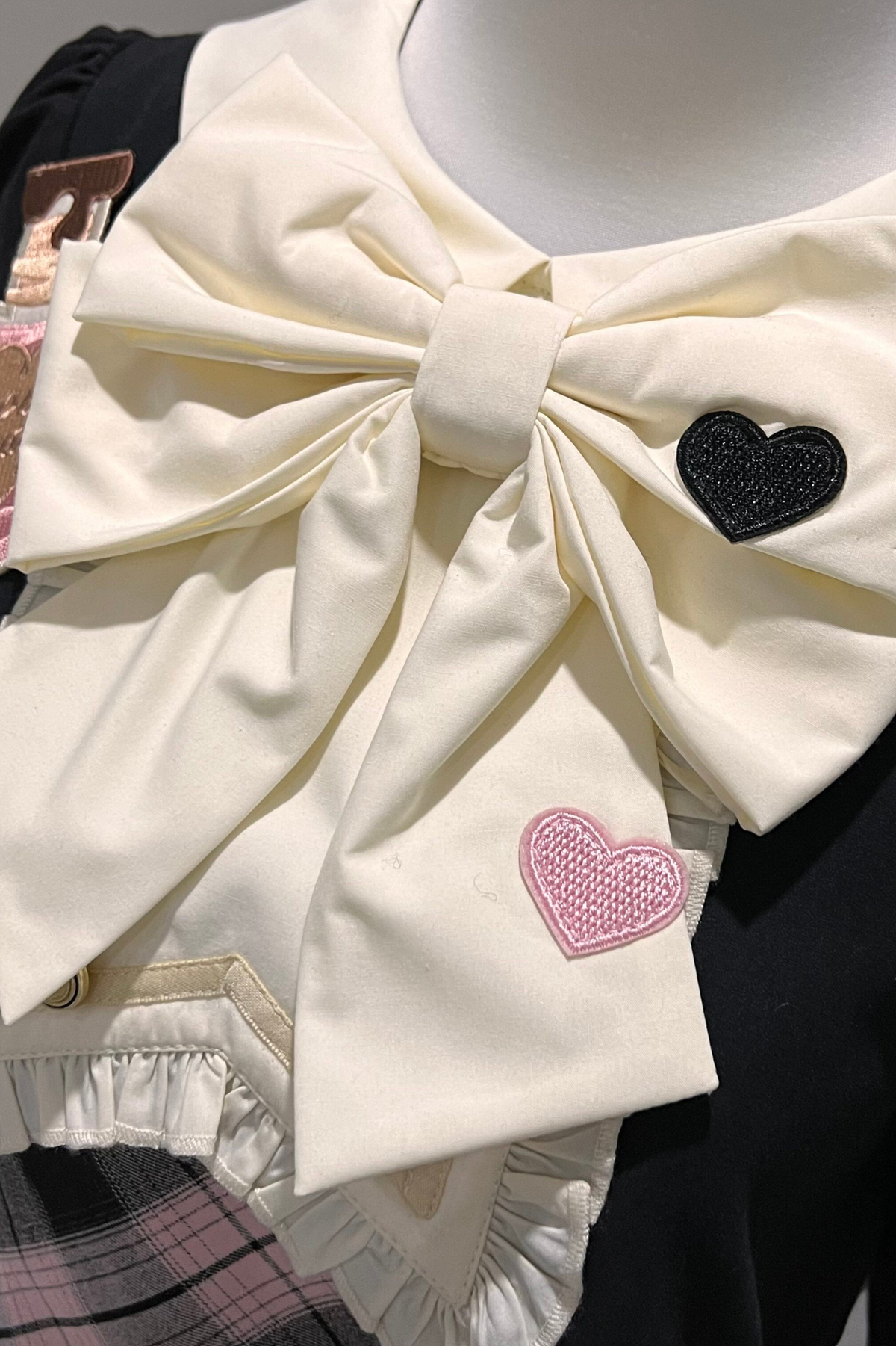 Check Sweet College Faux Two-Piece Dress + Beret
